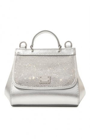 Кожаная сумка Dolce & Gabbana. Цвет: серебряный