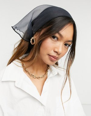 Черный платок на голову из прозрачной ткани -Черный цвет ASOS DESIGN