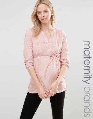 Блузка для беременных с кружевом Mamalicious Mama.licious. Цвет: розовый