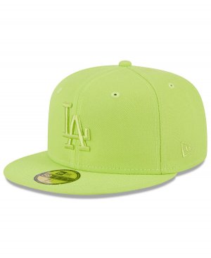 Мужская неоново-зеленая приталенная шляпа Los Angeles Dodgers 2023 весеннего цвета Basic 59FIFTY NEW ERA