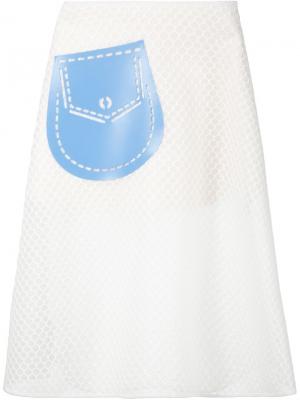 Фактурная юбка с контрастной деталью Xiao Li. Цвет: белый