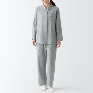 Пижама из двойной марли без боковых швов, серый узор Muji