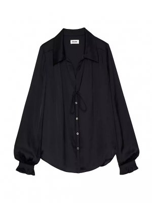 Атласная блузка с длинными рукавами Tilan , цвет noir Zadig & Voltaire