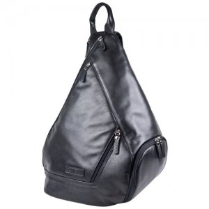 Рюкзак кросс-боди , натуральная кожа, вмещает А4, внутренний карман, черный Carlo Gattini. Цвет: черный