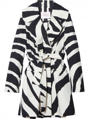 Пальто с зебровым принтом Carolina Herrera. Цвет: белый