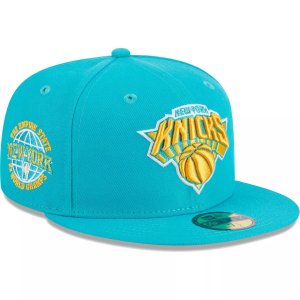 Мужская желтая майка Бирюзовый New York Knicks 2-Time Champions Breeze Grilled Undervisor 59FIFTY Облегающая шляпа ERA