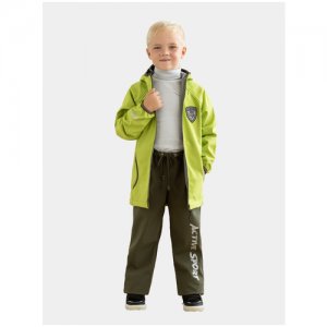 Комплект детский, Arctic kids 40-014, костюм куртка и брюки,софт шелл, демисезонный на рост 134 см, салат Bay. Цвет: зеленый