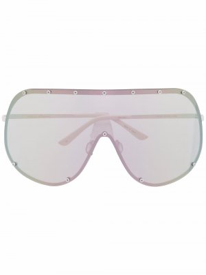 Массивные солнцезащитные очки-маска Rick Owens. Цвет: белый