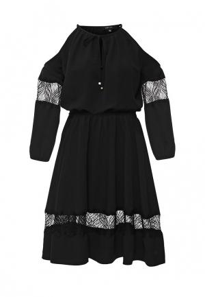 Платье Lost Ink SOLITA COLD SHOULDER LACE INSERT DRESS. Цвет: черный