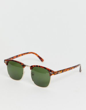 Черепаховые солнцезащитные очки в ретро-оправе SVNX-Коричневый 7X