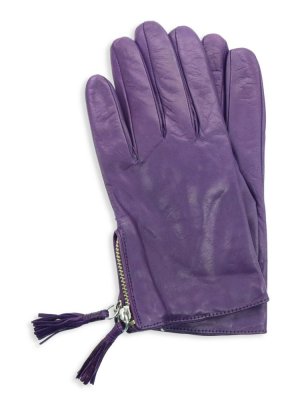Кожаные перчатки с кисточками, фиолетовый Portolano