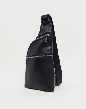 Черная сумка через плечо из искусственной кожи -Черный цвет SVNX