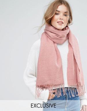Длинный шарф с кисточками Stitch & Pieces. Цвет: розовый