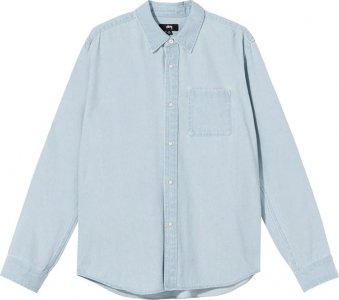Рубашка Flower Embroidered Denim Long-Sleeve Shirt 'Light Blue', синий Stussy