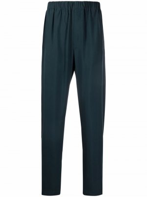 Шелковые брюки с эластичным поясом Lemaire. Цвет: зеленый