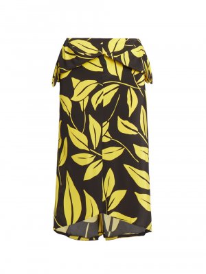 Шелковая юбка миди с деконструированной пальмой , желтый Meryll Rogge