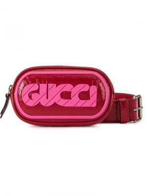 Кошелек на пояс с логотипом Gucci. Цвет: красный