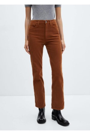 Прямые вельветовые джинсовые брюки со средней талией , оранжевый Mango