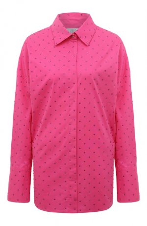 Хлопковая рубашка с отделкой стразами Giuseppe di Morabito. Цвет: розовый
