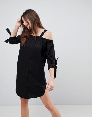 Пляжное платье-рубашка с открытыми плечами -Черный Monki