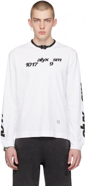 Белая футболка с длинным рукавом принтом 1017 Alyx 9Sm