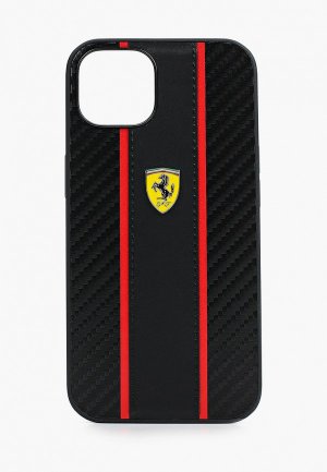 Чехол для iPhone Ferrari 13 PU Carbon/Smooth with metal logo Hard Black. Цвет: черный
