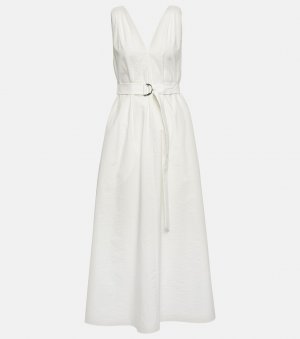 Плиссированное платье миди, белый Brunello Cucinelli