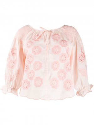 Блузка с цветочной вышивкой Innika Choo. Цвет: розовый