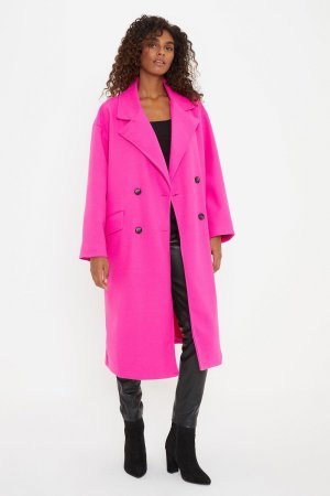 Длинное двубортное пальто, розовый Dorothy Perkins