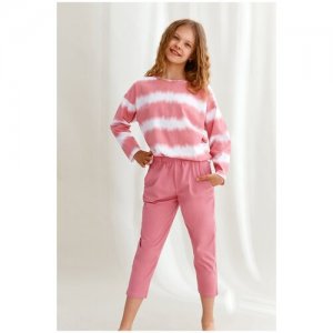 Пижама детская для девочки TARO Carla 2619-01, лонгслив и брюки, розовый (Размер: 146). Цвет: розовый