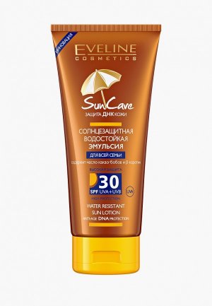 Сыворотка для тела Eveline Cosmetics Солнцезащитная водостойкая эмульсия spf30 серии sun care, 200 мл. Цвет: прозрачный