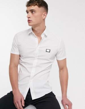 Рубашка с короткими рукавами и логотипом -Белый Love Moschino