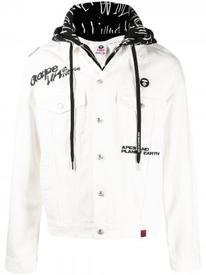 Джинсовая куртка с капюшоном AAPE BY *A BATHING APE®. Цвет: белый