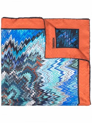 Шелковый платок с абстрактным принтом Missoni. Цвет: синий