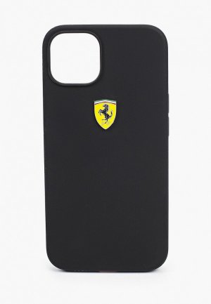 Чехол для iPhone Ferrari 13 Liquid silicone with metal logo Hard Black. Цвет: черный