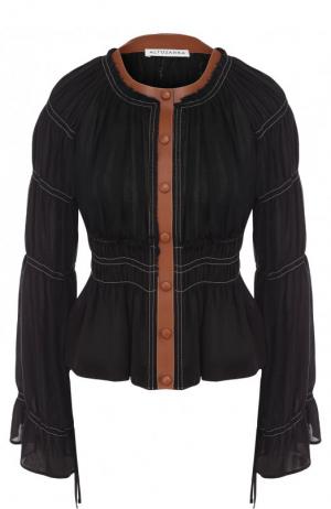 Приталенная блуза из смеси льна и хлопка с контрастной отделкой Altuzarra. Цвет: черный