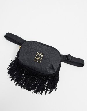 Черная сумка-кошелек на пояс с отделкой бахромой x Charlotte Olympia-Черный Puma