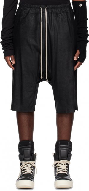 Черные кожаные шорты-свингеры Basket Rick Owens