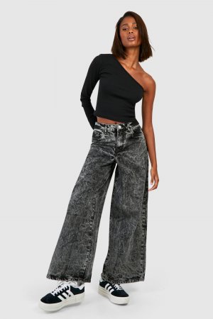 Базовые джинсы с высокой посадкой и широкими ногиами , серый Boohoo