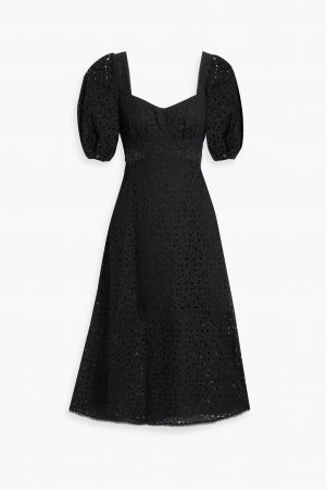 Платье миди из кружева макраме Ml Monique Lhuillier, черный Lhuillier