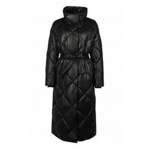 Куртка  B0723502, демисезон/зима, силуэт полуприлегающий, стеганая, утепленная, пояс/ремень, без капюшона, манжеты, размер S, черный Baon. Цвет: черный