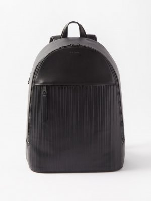 Кожаный рюкзак с тиснением signature stripe , черный Paul Smith