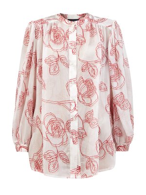 Блуза из тонкого модала и шелка с флористическим принтом RE VERA. Цвет: мульти