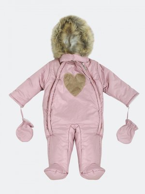 Пальто и перчатки космонавта для маленьких девочек с капюшоном длинными рукавами принтом LUGGİ BABY, сушеная роза Baby