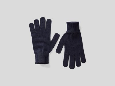 Перчатки из смесовой шерсти с добавлением кашемира Benetton. Цвет: синий