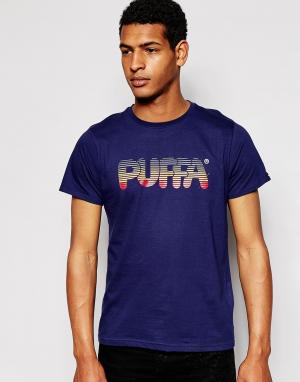 T-Shirt Stripey Logo Puffa. Цвет: темно-синий