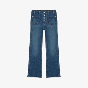 Расклешенные джинсы из эластичного денима с высокой посадкой на пуговицах , цвет bleus Maje