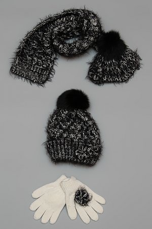 Комплект шапка, шарф, перчатки Joli Bebe. Цвет: черный