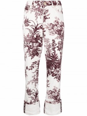 Nathaniel floral-print straight-leg jeans Erdem. Цвет: белый