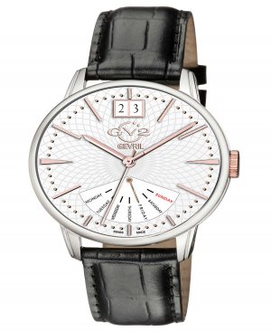 Мужские часы Rovescio швейцарские кварцевые итальянские с черным кожаным ремешком 42 мм Gevril